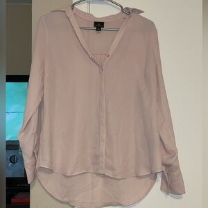 WORTHINGTON Women’s Baby Pink Sheer Button Up Blouse / Dress Shirt PETITE SMALL